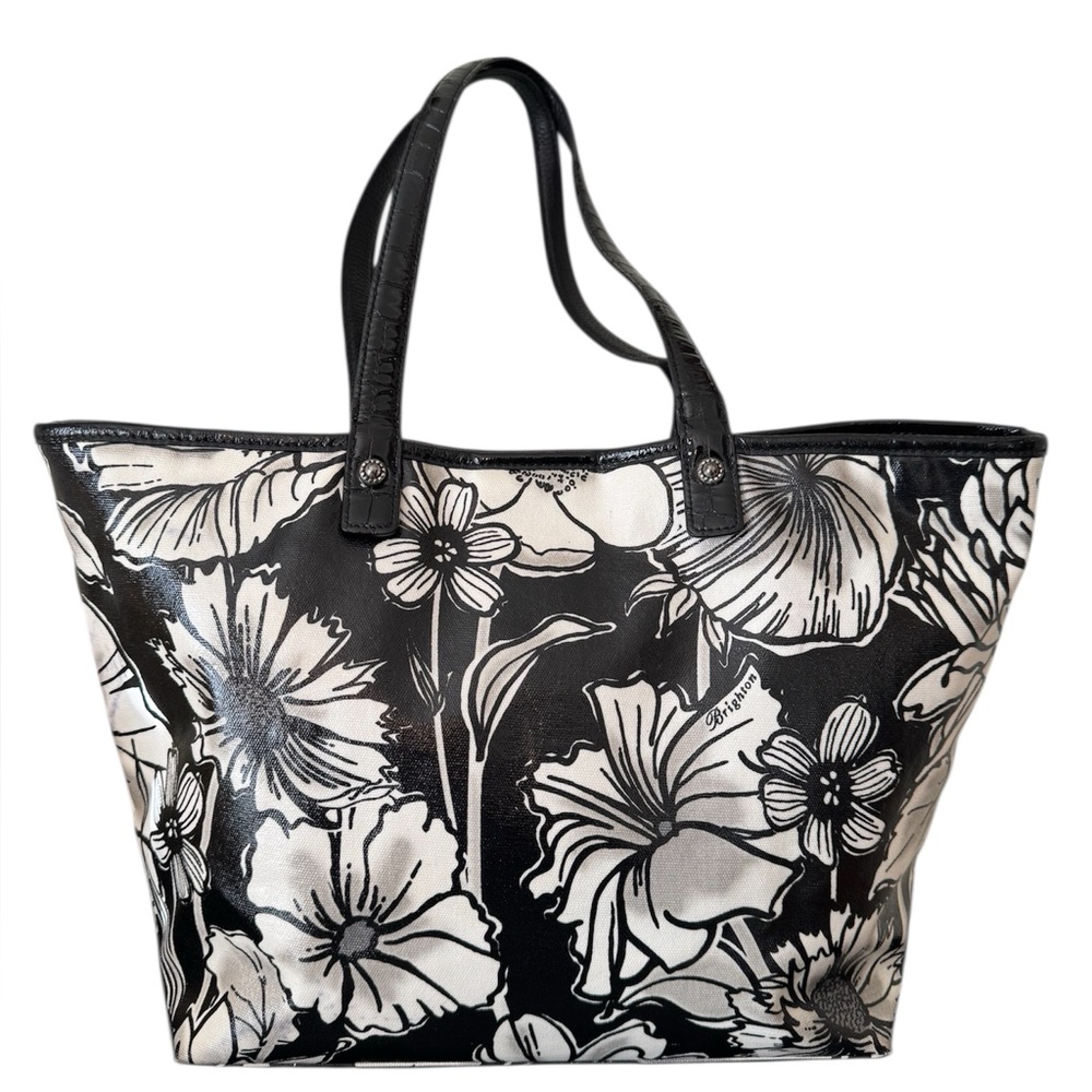Brighton Floral Botanika Tote in Black & White EUC - Picture 5 of 12